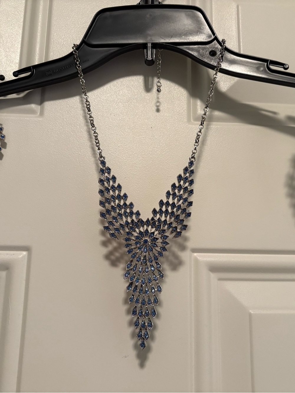 NWT Blue Rhinestone Necklace & Earrings